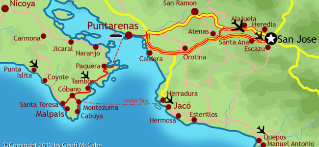 Driving Directions from San Jose to Malpais / Santa Teresa